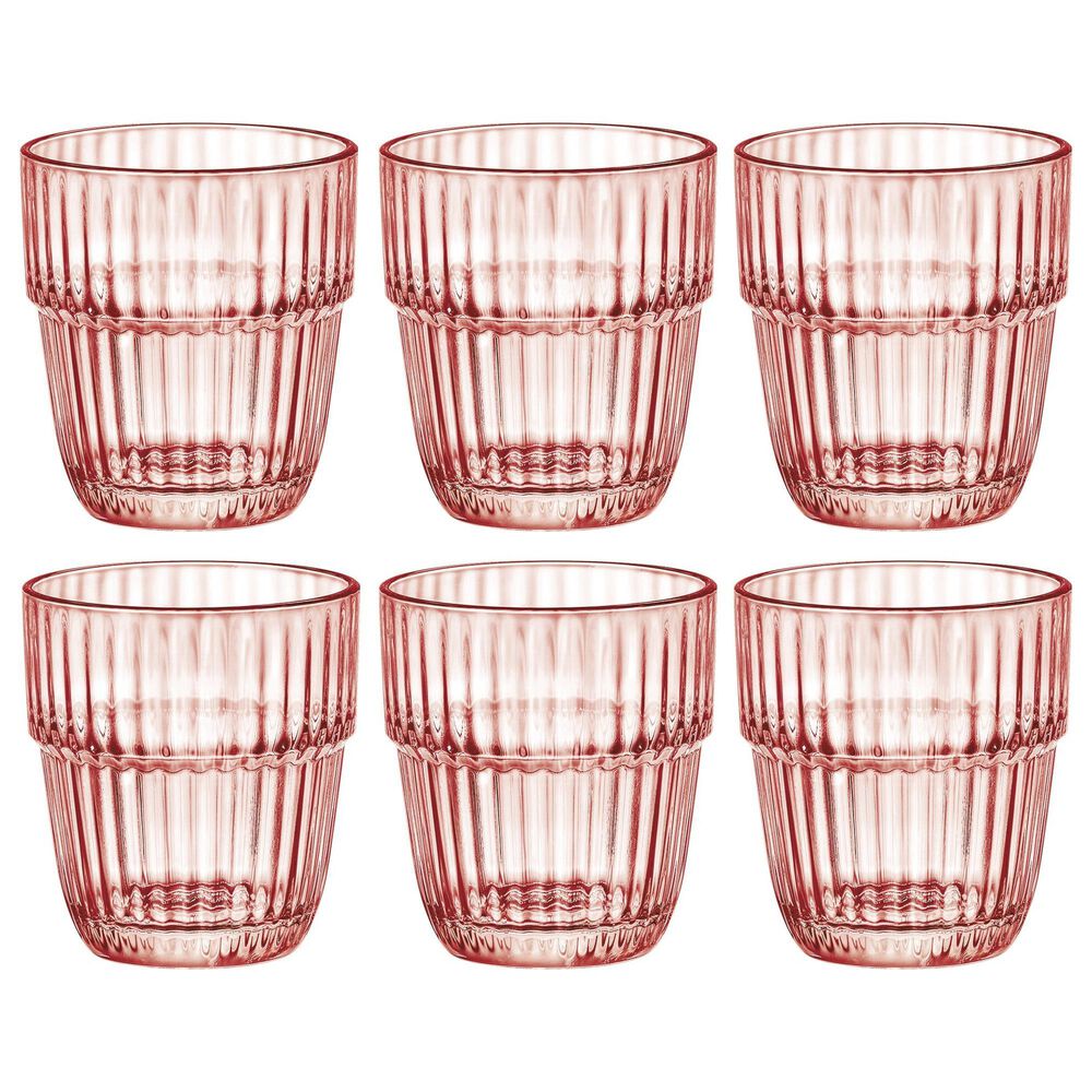Bormioli Barshine Rocks Stackable Drinking Glasses in Peach (Set of 6), , large