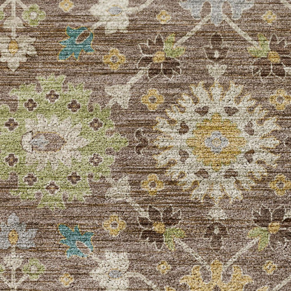 Dalyn Rug Company Silk Road Mocha, Ivory, Gold, Blue, Copper, Aloe and Gray 2&#39;3&quot; x 7&#39;6&quot; Runner, , large