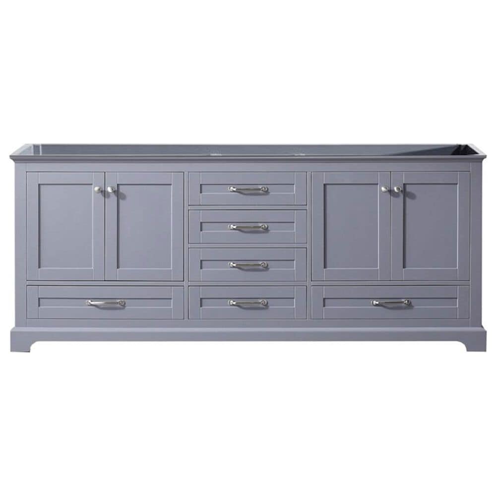 Lexora Home Dukes 80&quot; Double Bathroom Vanity in Dark grey with 2 cm White Carrara Marble Top and Rectangular Sinks, , large