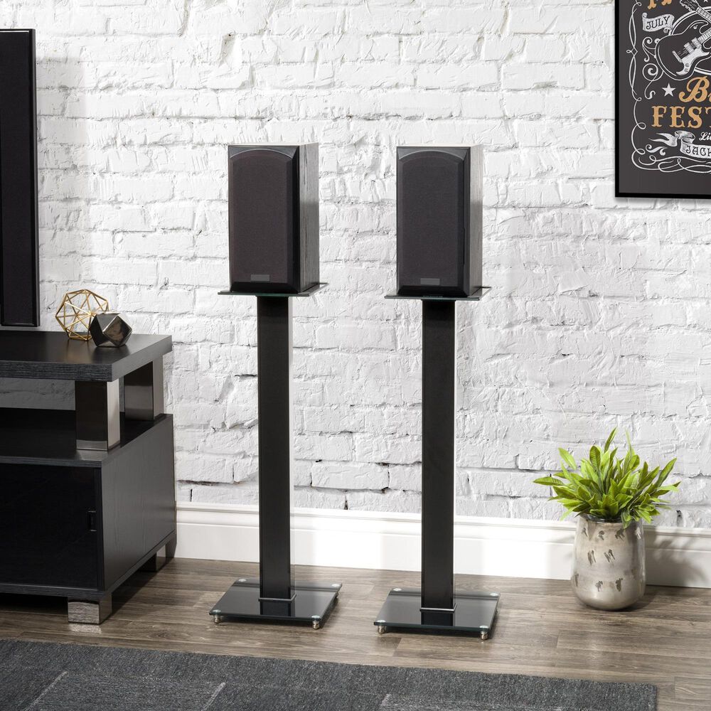 CorLiving 29&quot; Speaker Stand in Black &#40;Set of 2&#41;, , large