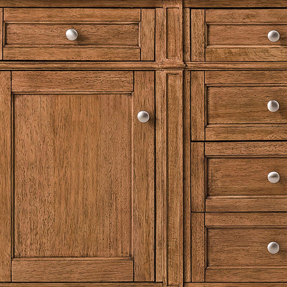 James Martin Vanities Brittany 60&quot; Double Bathroom Vanity in Saddle Brown with 3 cm Victorian Silver Quartz Top and Rectangular Sinks, , large