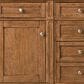 James Martin Vanities Brittany 60" Double Bathroom Vanity in Saddle Brown with 3 cm Victorian Silver Quartz Top and Rectangular Sinks, , large