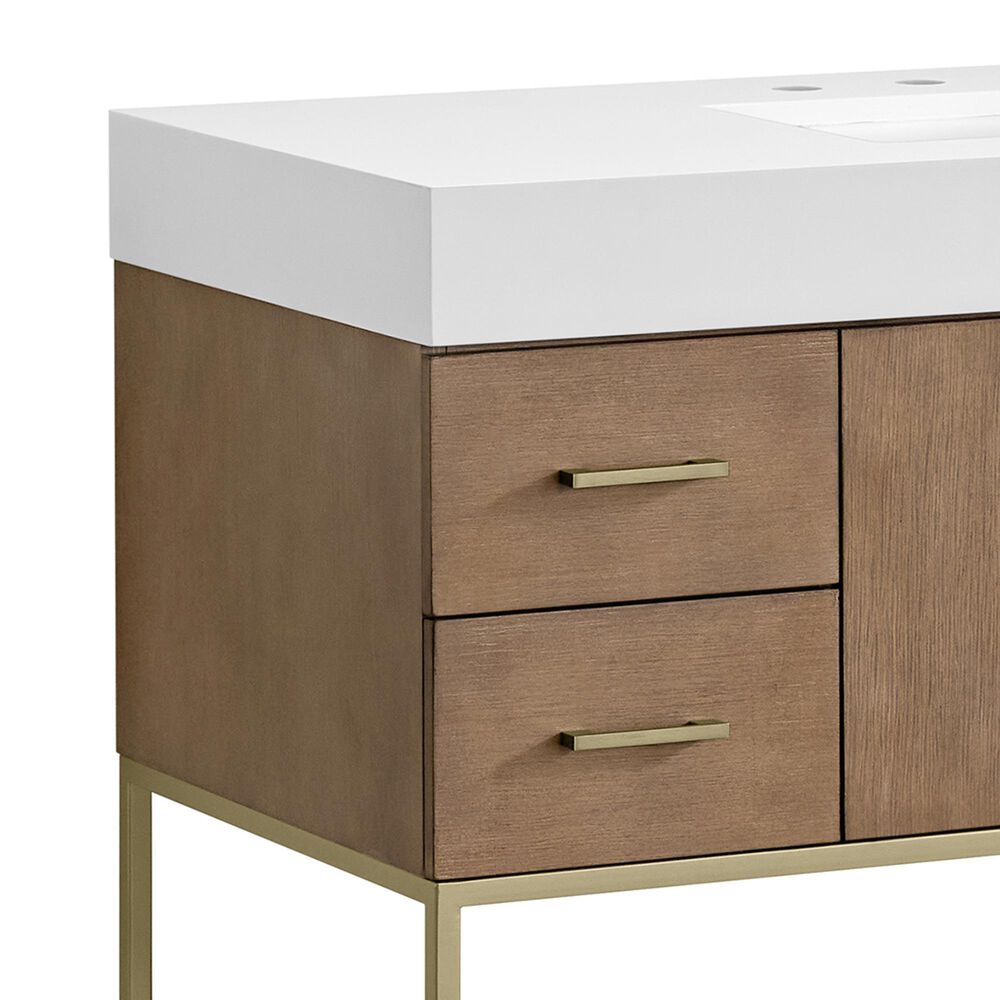 37B Mauri 48" Single Bathroom Vanity with Metal Base in Walnut Drift with High-Profile 4" White Composite Stone Top, , large