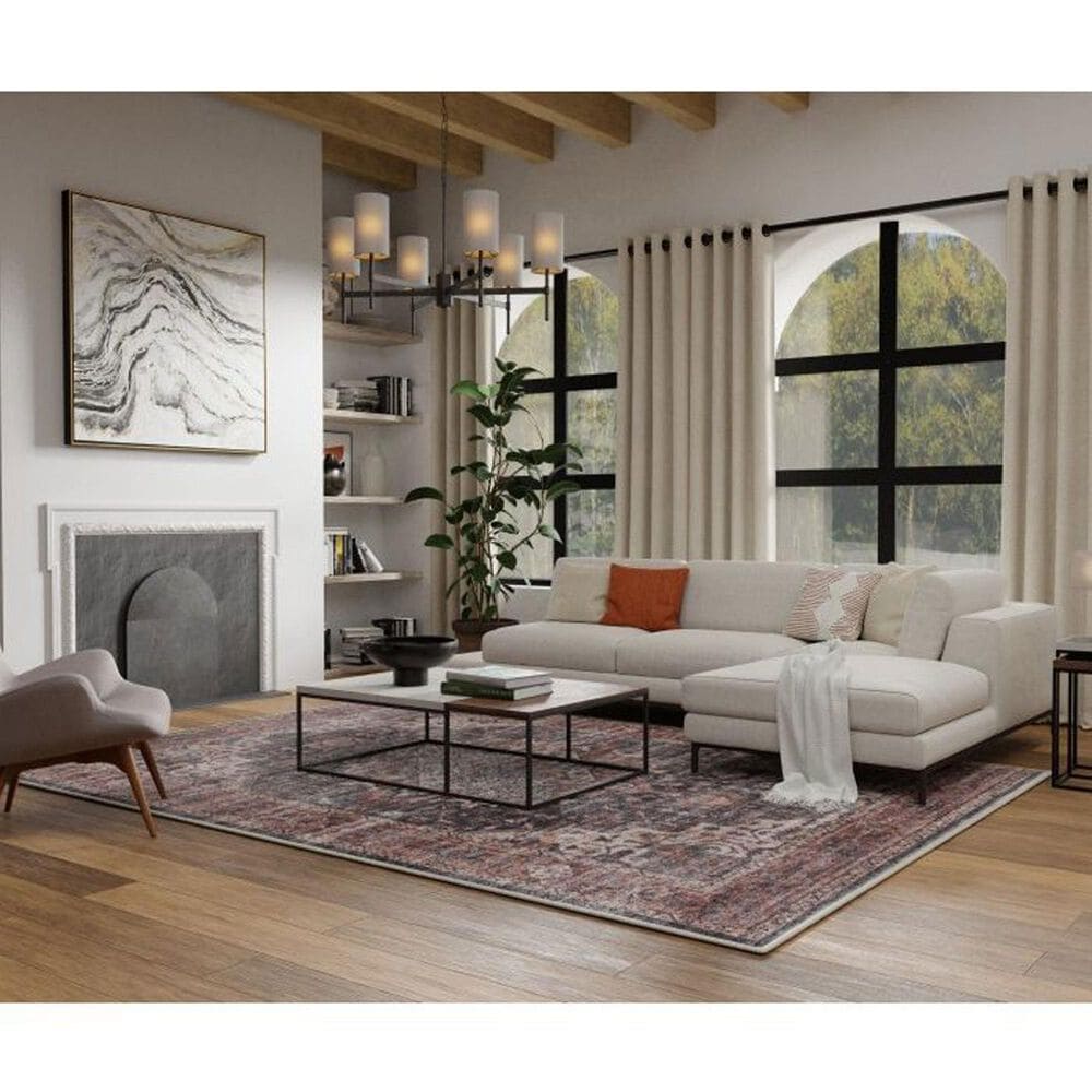 Central Oriental Rugease Velveteen Chantal Rust and Dark Grey 7&#39;6&quot; x 9&#39;6&quot; Area Rug, , large