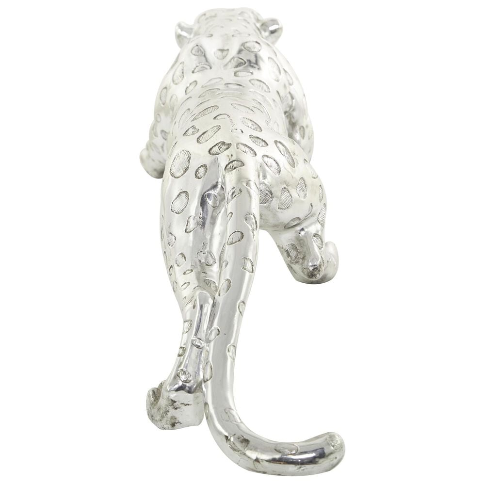 Maple and Jade Leopard Decorative Sculpture in Satin Silver, , large
