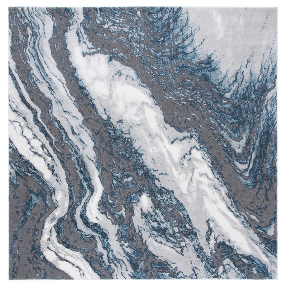 Safavieh Craft CFT844M 6"7" Square Blue and Grey Area Rug, , large