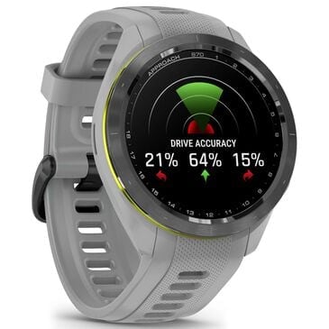 Garmin Approach S70 Smartwatch 41mm Black and Amp Yellow Ceramic Bezel Case with Powder Gray Silicone Band, , large