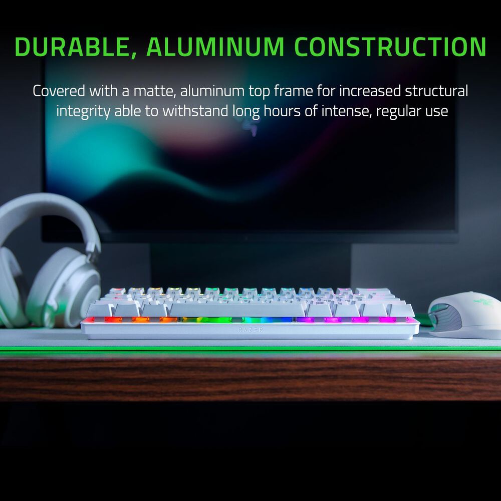 Razer Huntsman Mini 60% Gaming Keyboard - Clicky Optical Switch - Mercury White, , large