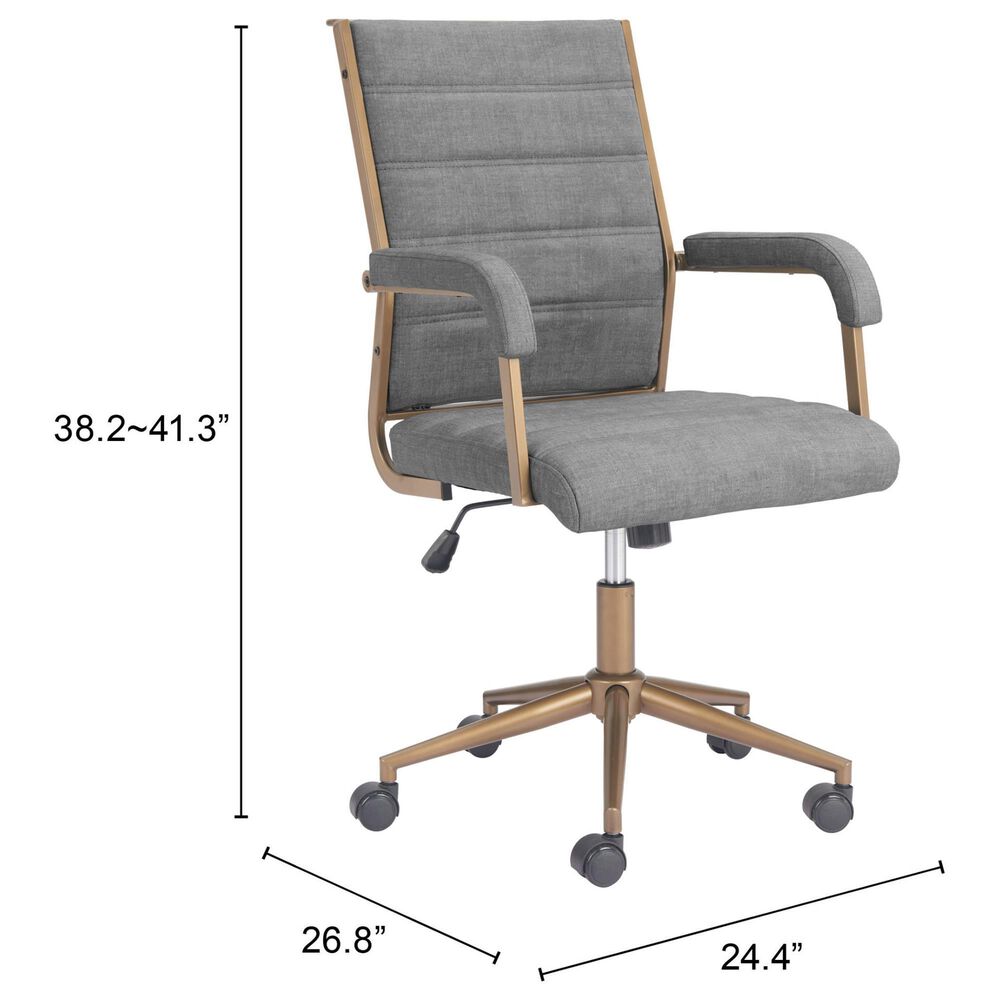 Zuo Modern Auction Office Chair with Gray Faux Leather in Bronze, , large