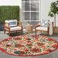 Nourison Aloha 7"10" Round Red and Multicolor Indoor/Outdoor Area Rug, , large