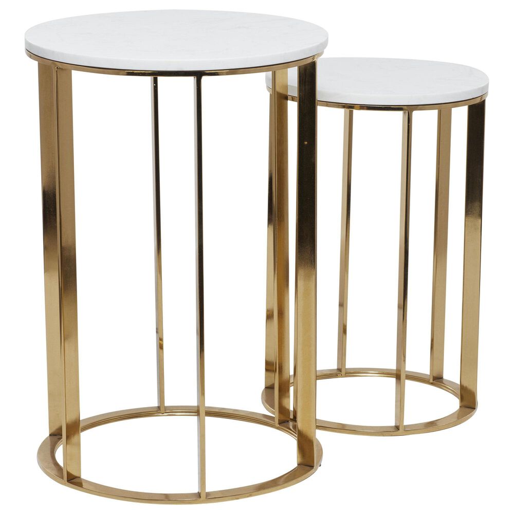 Maple and Jade End Table with Marble Top in Gold (Set of 2), , large