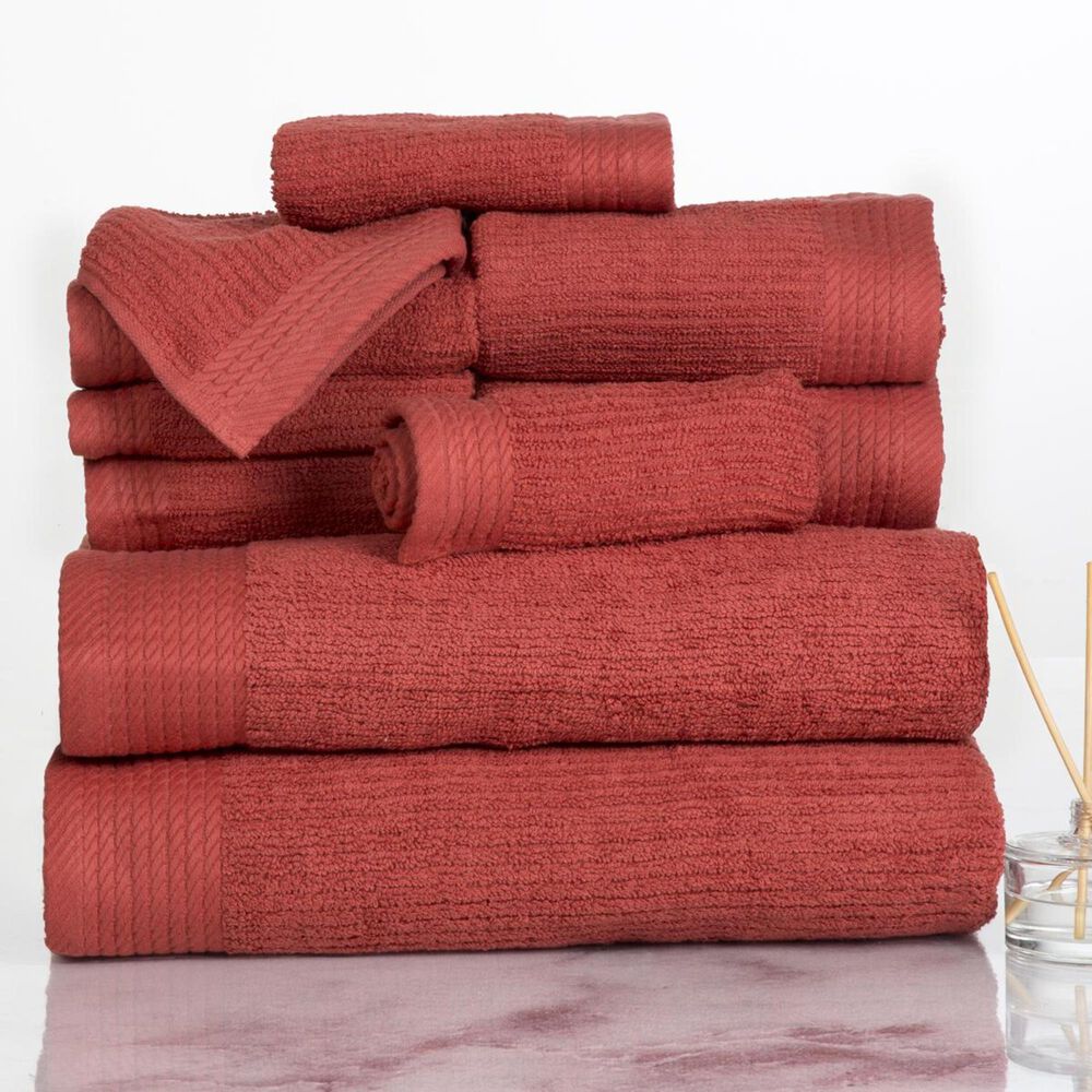 Timberlake Lavish Home Ribbed 100% Cotton 10 Piece Towel Set, , large