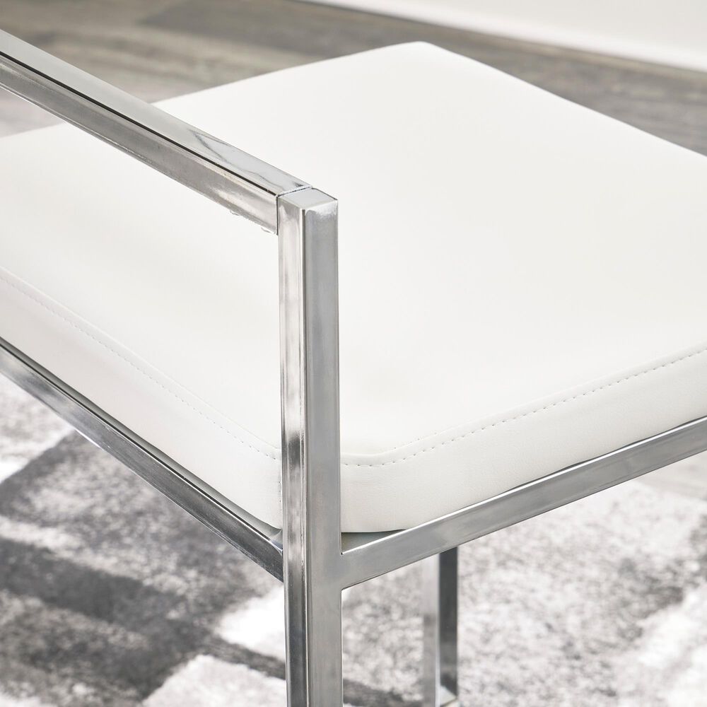 Ashley Madanere Bar Stool Set of 2 in White/Chrome Finish, , large