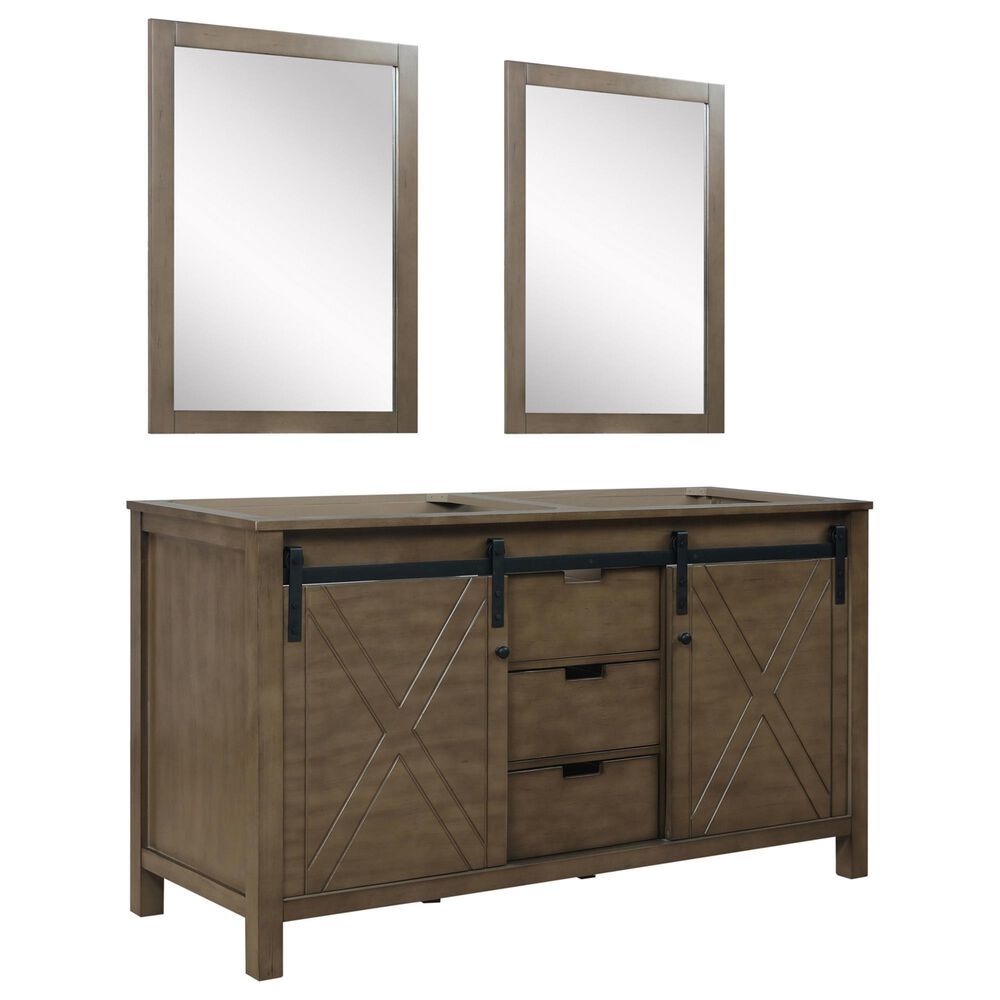 Lexora Home Marsyas 60" Double Bathroom Vanity and Mirrors in Rustic Brown, , large