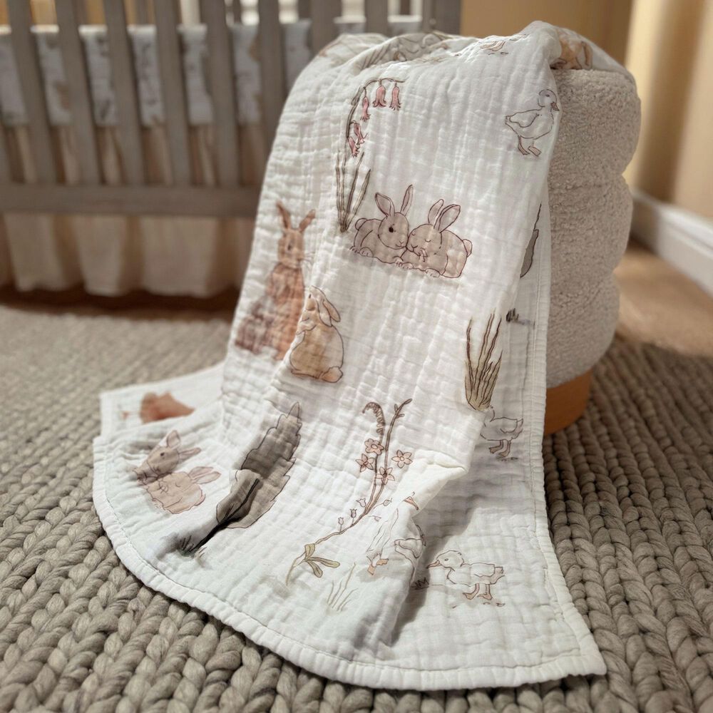 Lambs &amp; Ivy Bunny Hop 3-Piece Crib Bedding Set in White and Ivory, , large