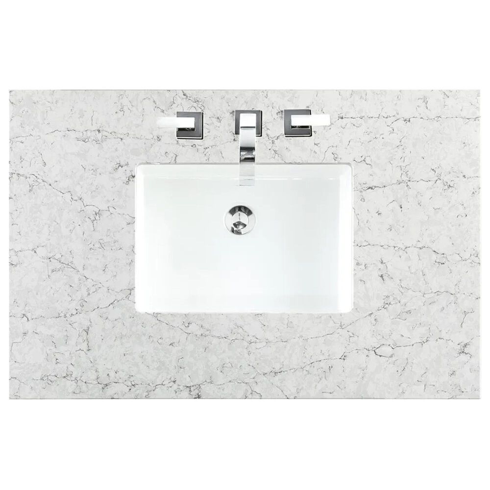 James Martin Vanities Amberly 48&quot; Single Bathroom Vanity in Walnut with 3 cm Eternal Jasmine Pearl Quartz Top and Rectangular Sink, , large
