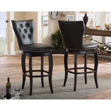 Baxton Studio Leonice Swivel Bar Stools in Dark Brown - Set of 2, , large