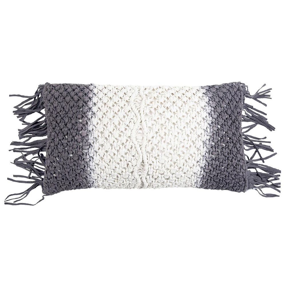 Rizzy Home 11" x 21" Pillow Cover in Grey and White, , large