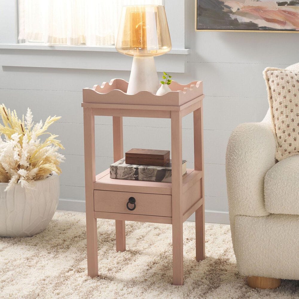 Safavieh Darlyn One Drawer Accent Table in Pink, , large