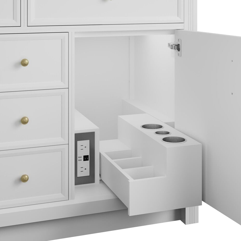 James Martin Bellshire 48" Single Bathroom Vanity in Bright White with 3 cm Parisien Bleu Silestone Top and Rectangular Sink, , large