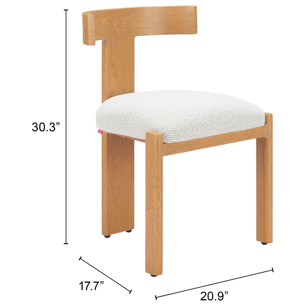 Zuo Modern Tiana Side Chair with Natural Frame in Beige, , large