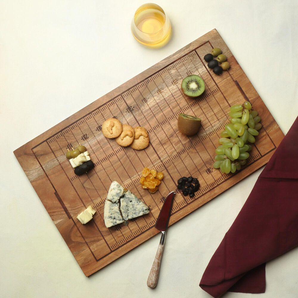 India Handicrafts Inc Football Field Engraved Serving Board in Brown, , large