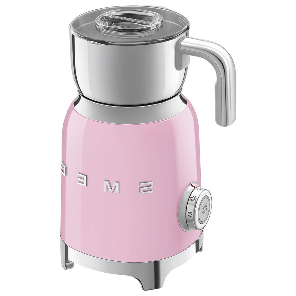 SMEG 20 Oz Retro Style Milk Frother in Pink and Polished Chrome, , large