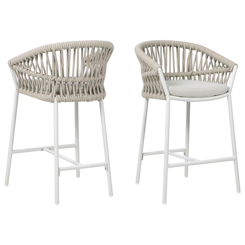Hearth and Haven Maiden Patio Counter Stool in Beige (Set of 2), , large