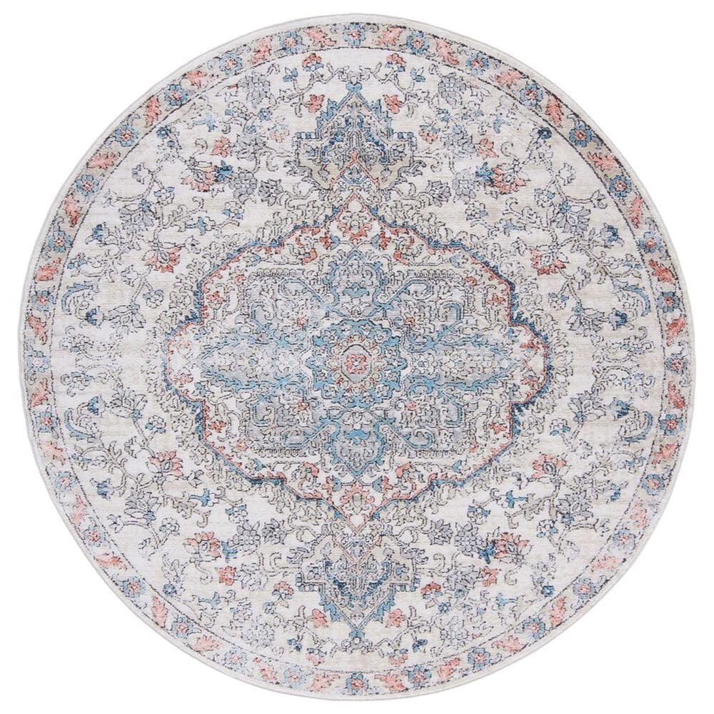 Safavieh Oregon ORE812 6"7" Round Grey and Blue Area Rug, , large