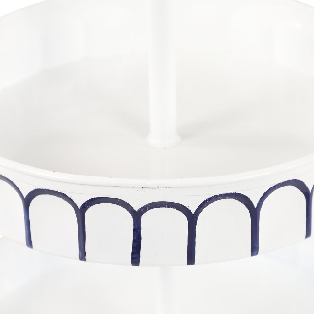 Maple and Jade 26&quot; Farmhouse Metal 3-Tier Server in White and Navy Blue, , large