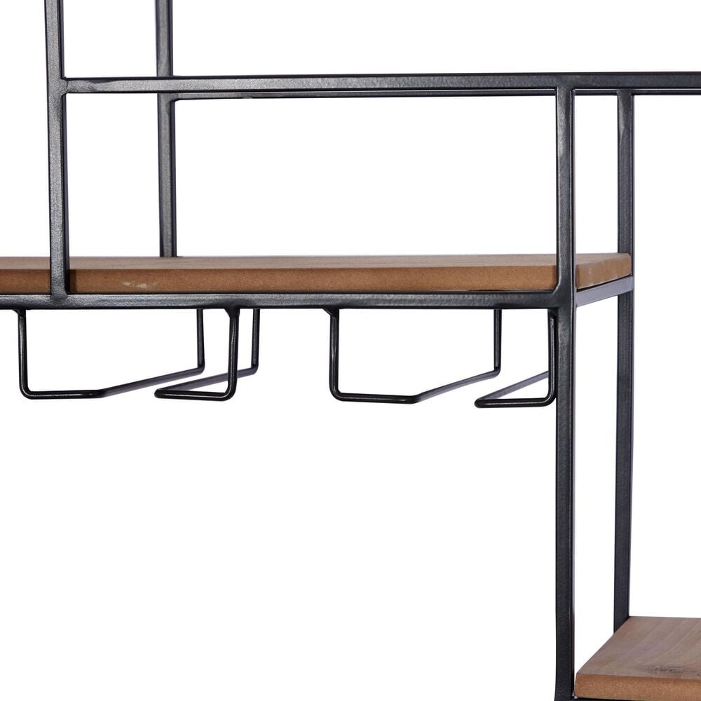Maple and Jade 7-Bottle Display Wall Wine Rack in Matte Black and Brown, , large