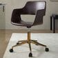 Lumisource Margarite Task Chair with Espresso Faux Leather Cushion in Gold, , large