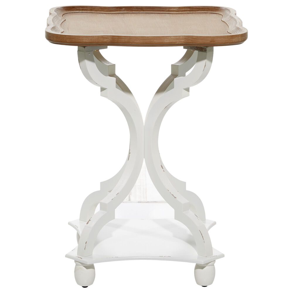 Uma Enterprises Accent Table in White and Distressed Brown, , large