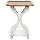 Uma Enterprises Accent Table in White and Distressed Brown, , large