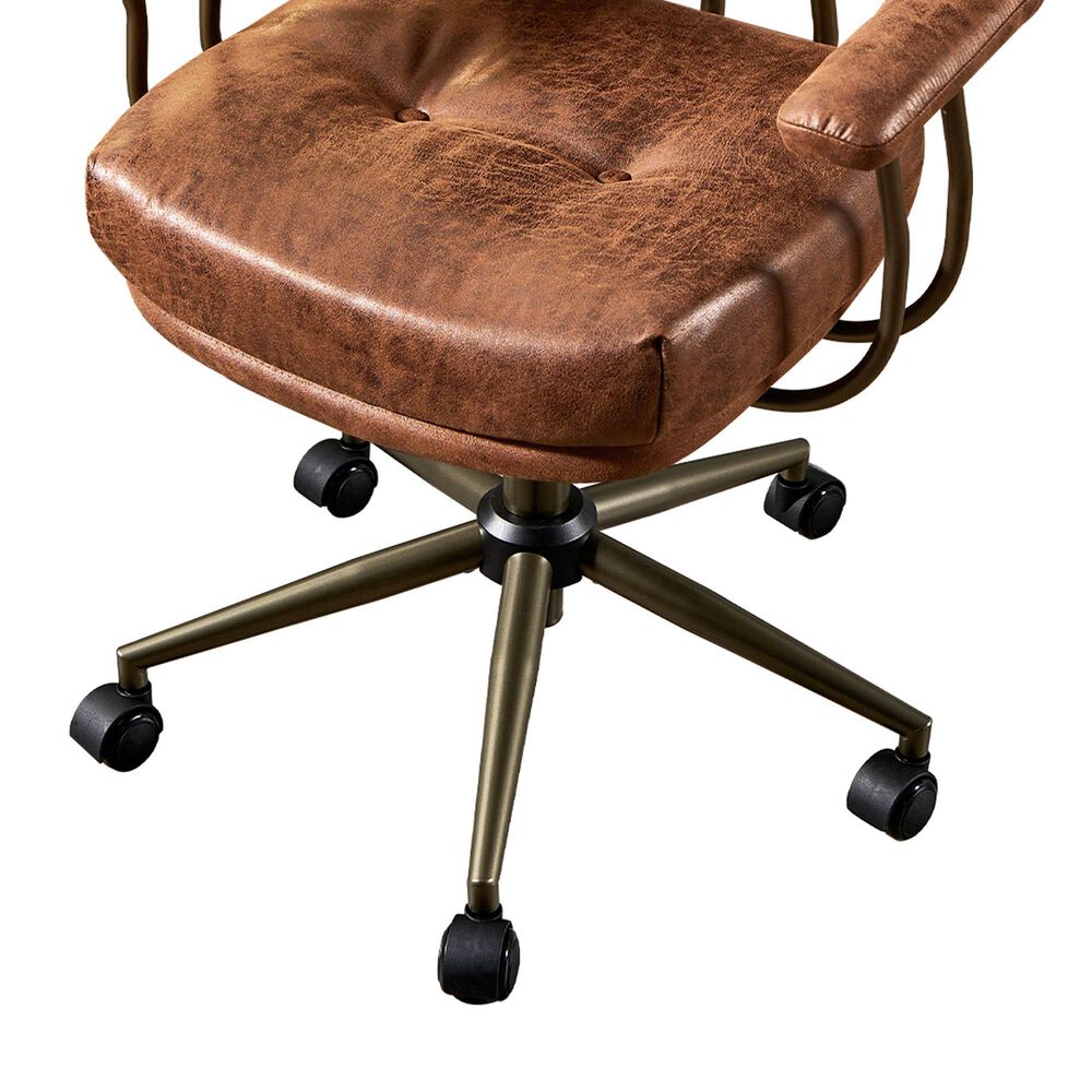HOMLUX Executive Office Chair with Suede Fabric Cushion in Dark Brown, , large