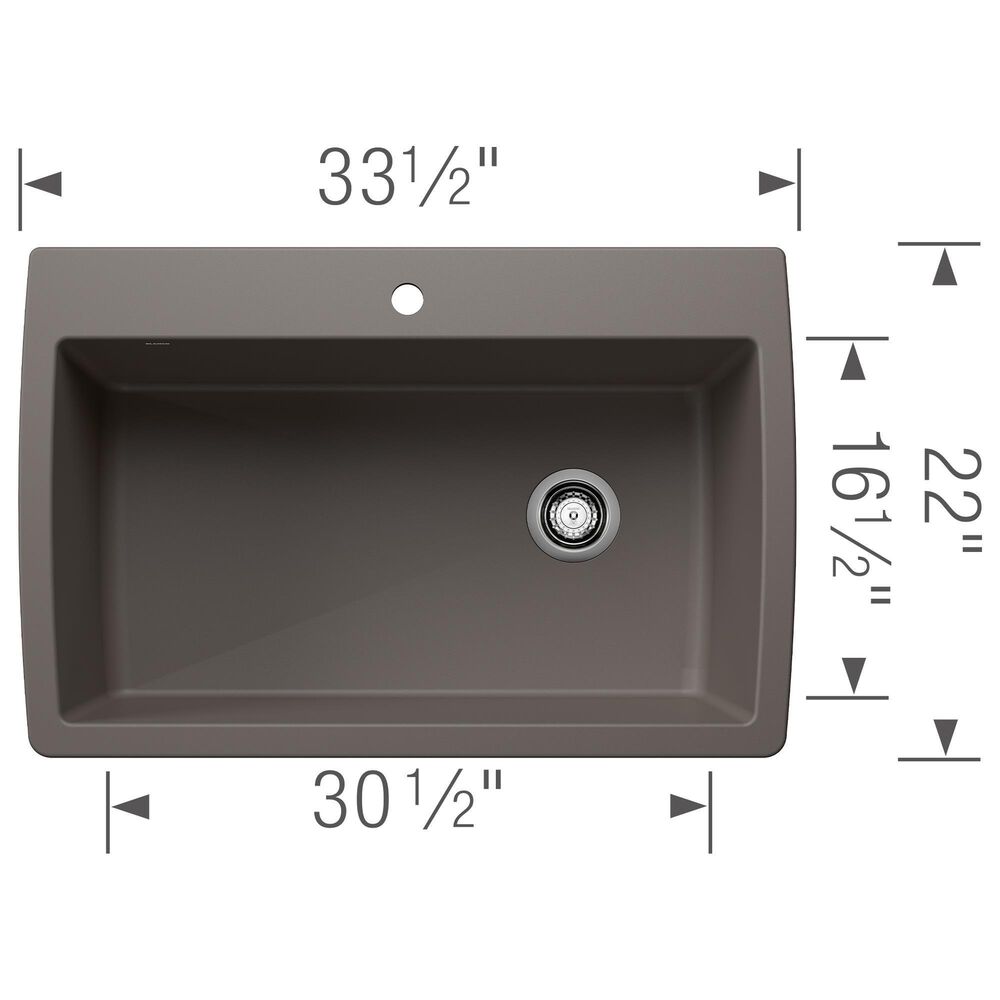 Blanco Diamond 33.5&quot; Super Single Dual Mount Kitchen Sink in Volcano Gray, , large