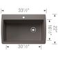 Blanco Diamond 33.5" Super Single Dual Mount Kitchen Sink in Volcano Gray, , large