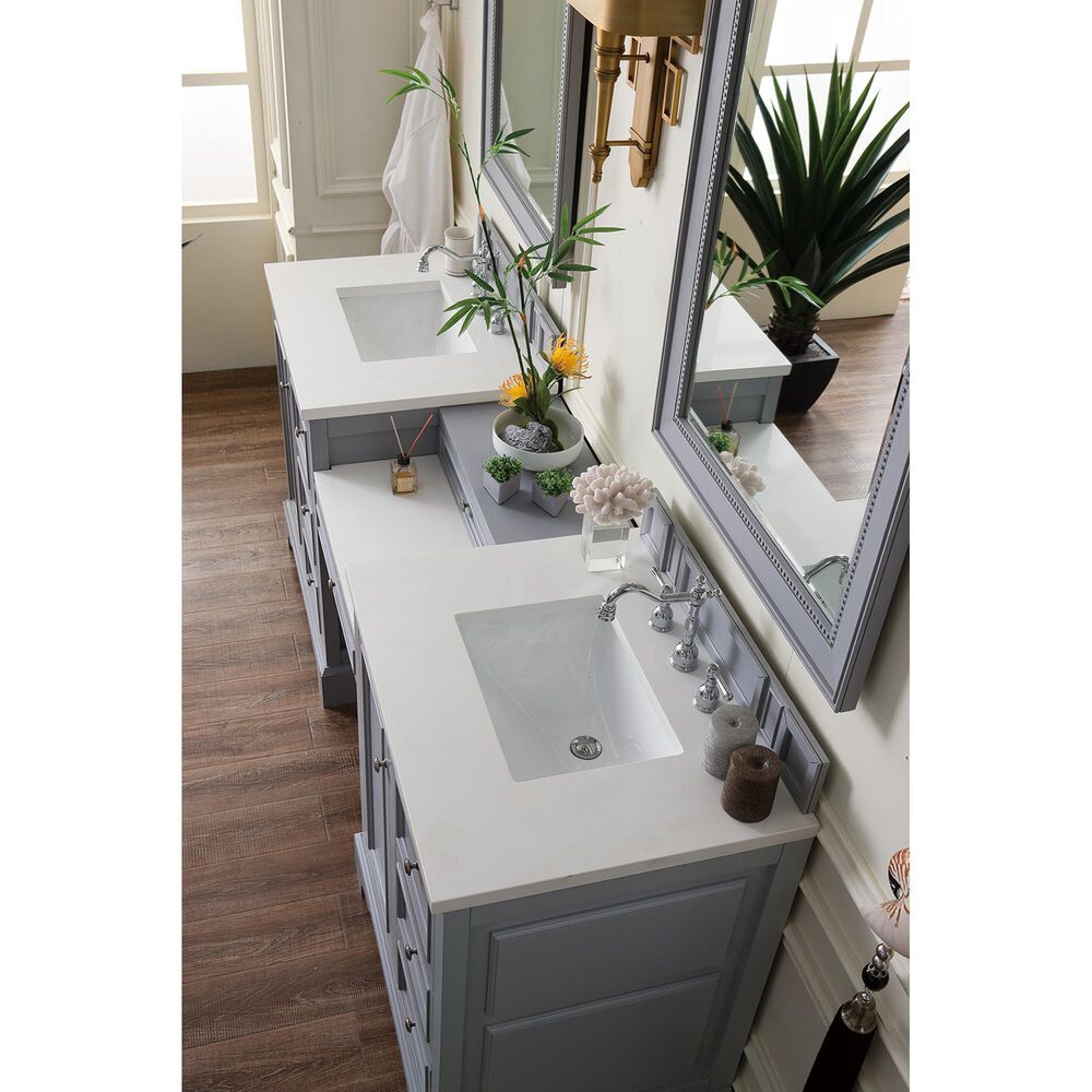 James Martin De Soto 82" Double Bathroom Vanity in Silver Gray with 3 cm Classic White Quartz Top, , large