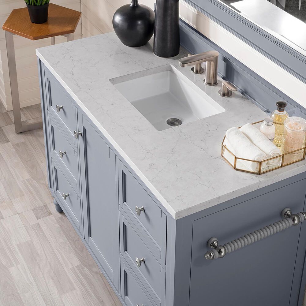James Martin Vanities Copper Cove Encore 48&quot; Single Bathroom Vanity in Silver Gray with 3 cm Eternal Jasmine Pearl Quartz Top and Rectangular Sink, , large