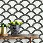 Tempaper 28 sq. ft. Mosaic Scallop Black & Cream Peel and Stick Wallpaper, , large