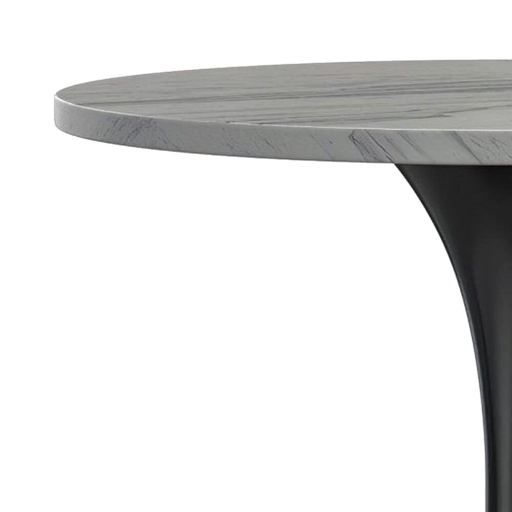 Leisuremod LeisureMod Verve Collection 36 Round Dining Table, Black Base with Laminated White Marbleized Top, , large
