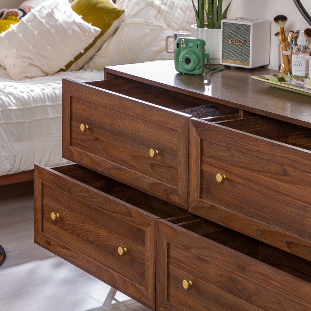 Walker Edison Gwen 4-Drawer Dresser in Dark Walnut and Gold, , large