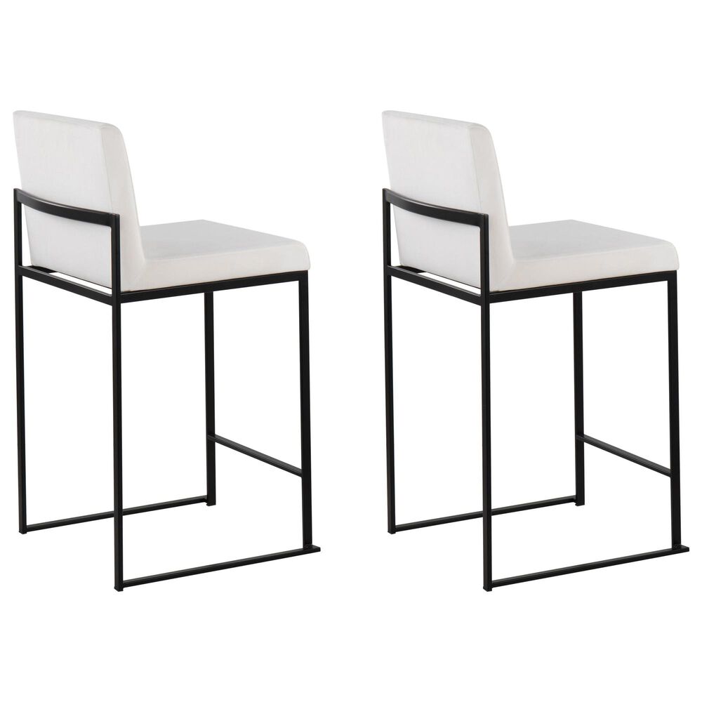 Lumisource Fuji High Back Counter Stool with White Velvet Cushion in Black &#40;Set of 2&#41;, , large