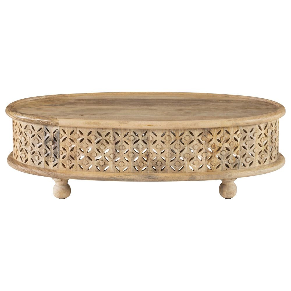 Linon Home Decor Inora Oval Coffee Table in Natural, , large