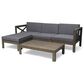 Hearth and Haven Alcove 5-Piece Outdoor L-Shape Sectional Set with Dark Grey Cushion in Teak, , large