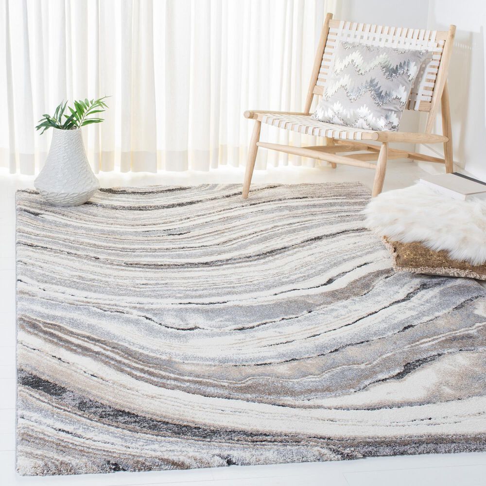 Safavieh Cyrus Shag CYR124A 4&#39;5&quot; x 6&#39;5&quot; Ivory and Grey Area Rug, , large