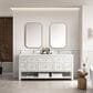 James Martin Vanities Breckenridge 72" Double Bathroom Vanity in Bright White with Single Hole 3 cm White Zeus Quartz Top and Rectangular Sinks, , large