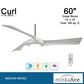 Minka-Aire Curl 60" Ceiling Fan with LED Light in Brushed Nickel, , large