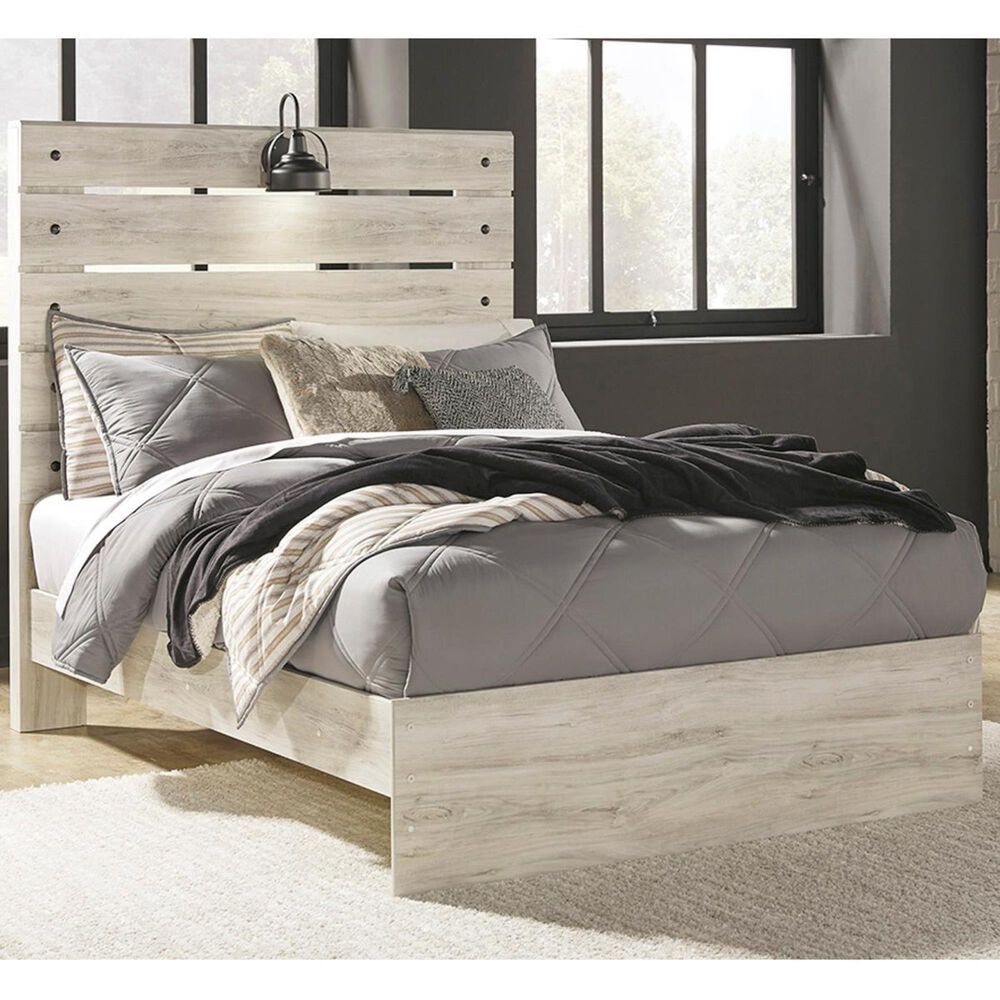 Ashley Cambeck Full Panel Bed in Whitewash with Lighting, , large