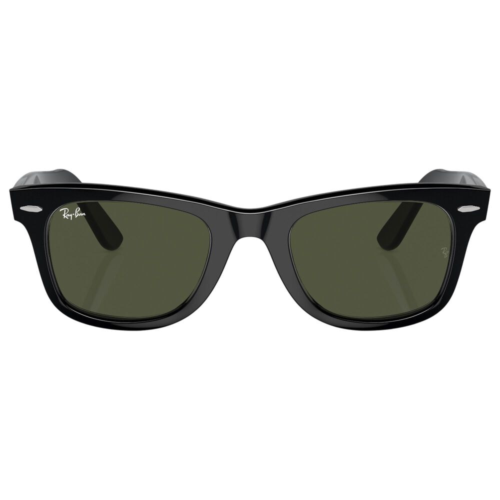 Rayban Glasses Original Wayfarer Classic Sunglasses with G-15 Green Lenses in Polished Black, , large